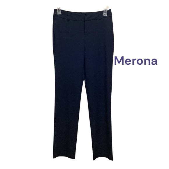 MERONA NAVY SLACKS SIZE 6 WITH 32” INSEAM GENTLY WORN - Picture 1 of 3
